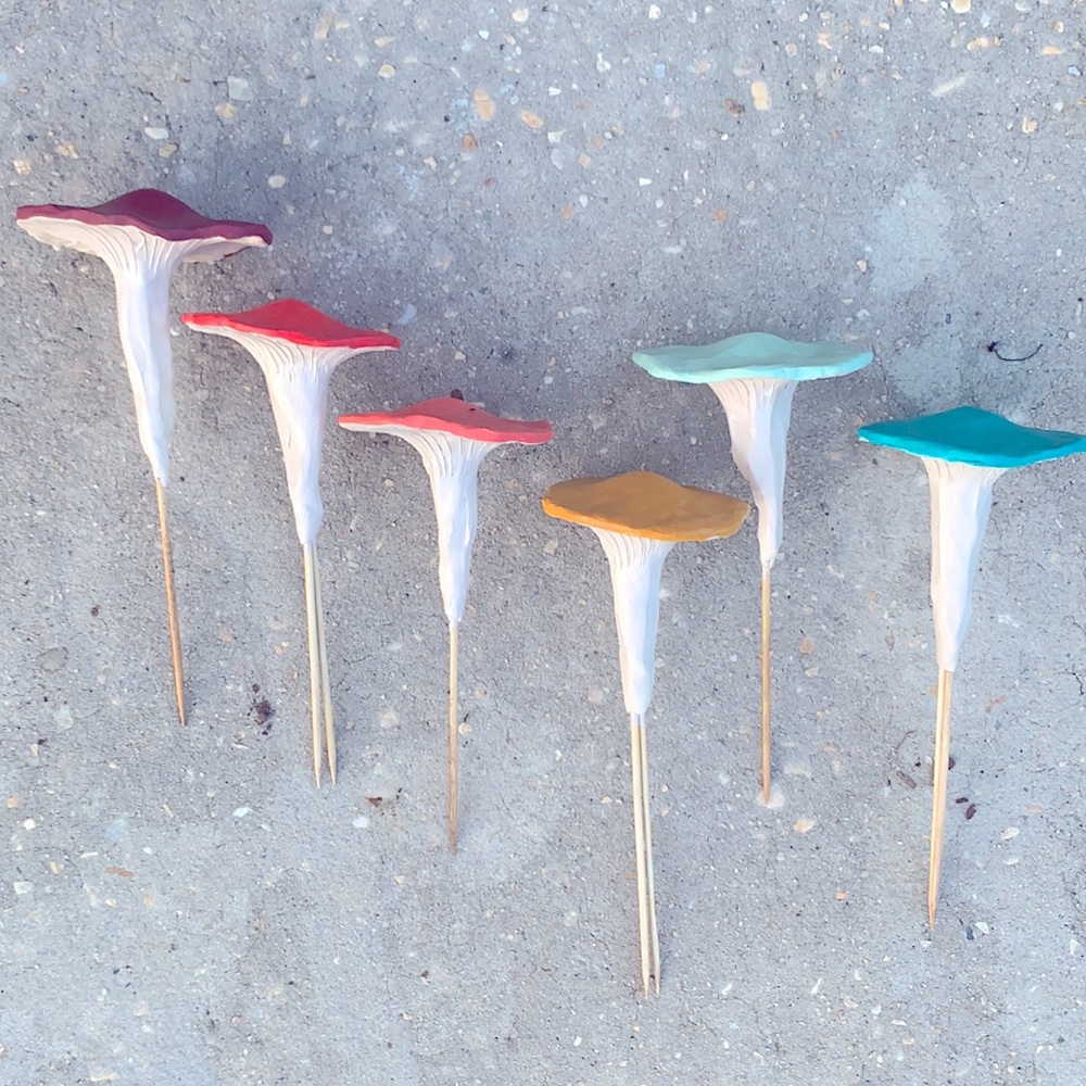 ππ Handmade Mushroom Garden Stakes Custom Order of 5 - Picture 2 of 13